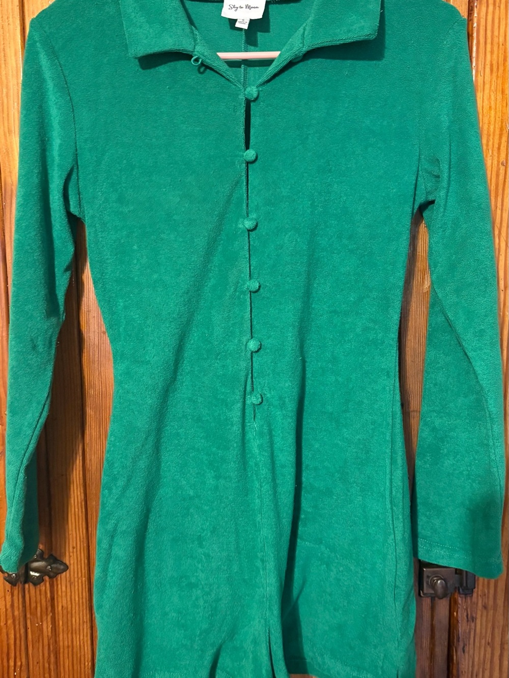 Stylish Green Terry Romper Jumpsuit